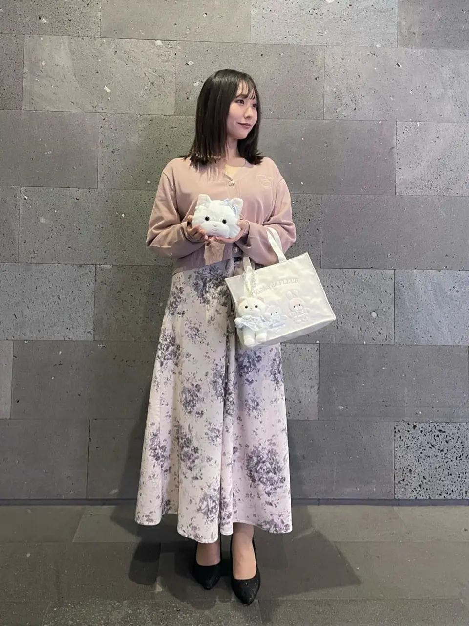 クリーミーねこフェイスポーチ/Maison de FLEUR（メゾン ド フルール