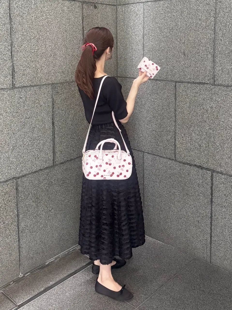 メゾンドフルール　チェリー柄ボストンバッグ　Maison de FLEUR チェリー柄ボストンバッグ / Maison de FLEUR | ファッション通販