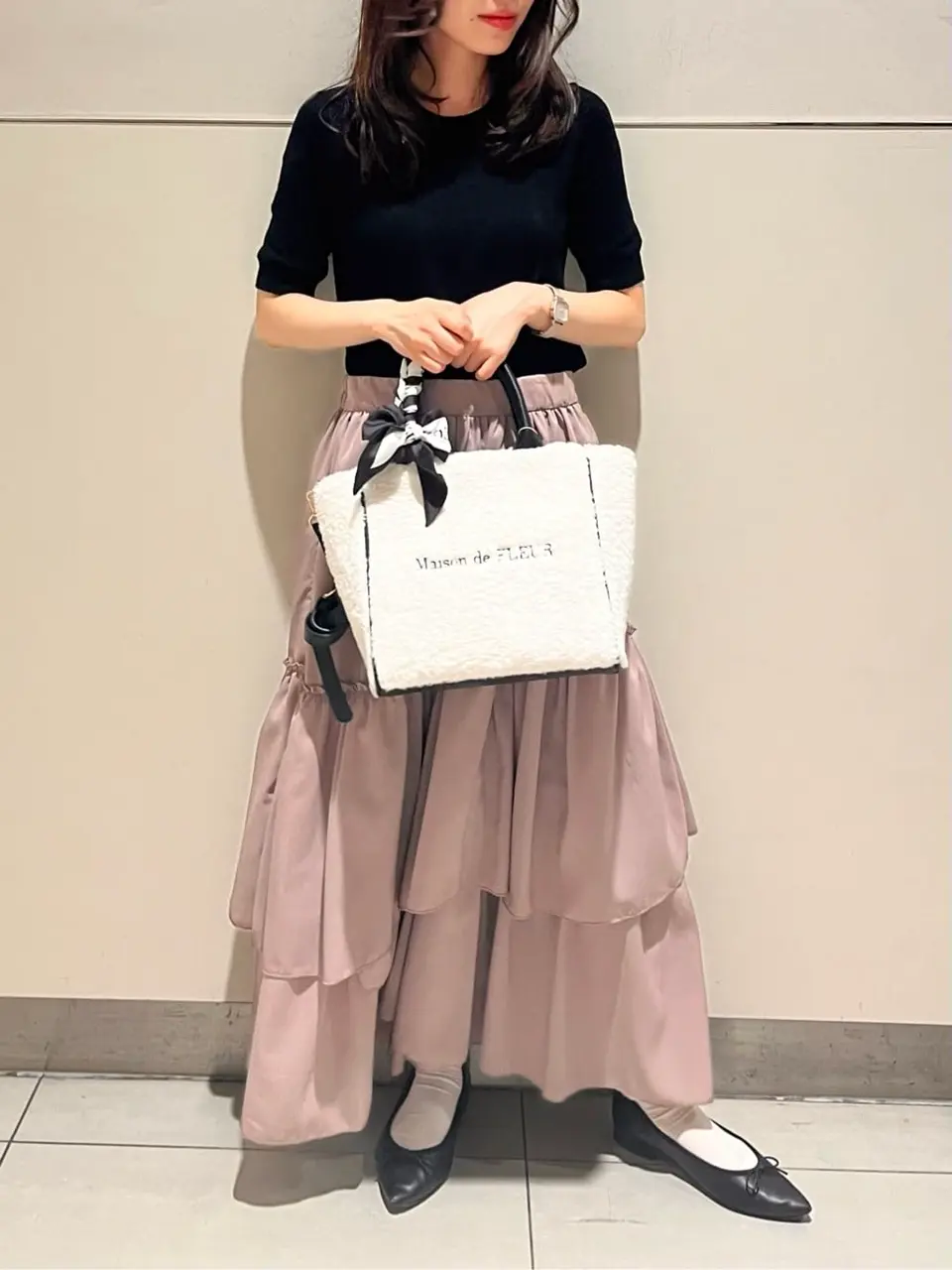 スカーフ付きボア2WayMトートバッグ/Maison de FLEUR（メゾン ド