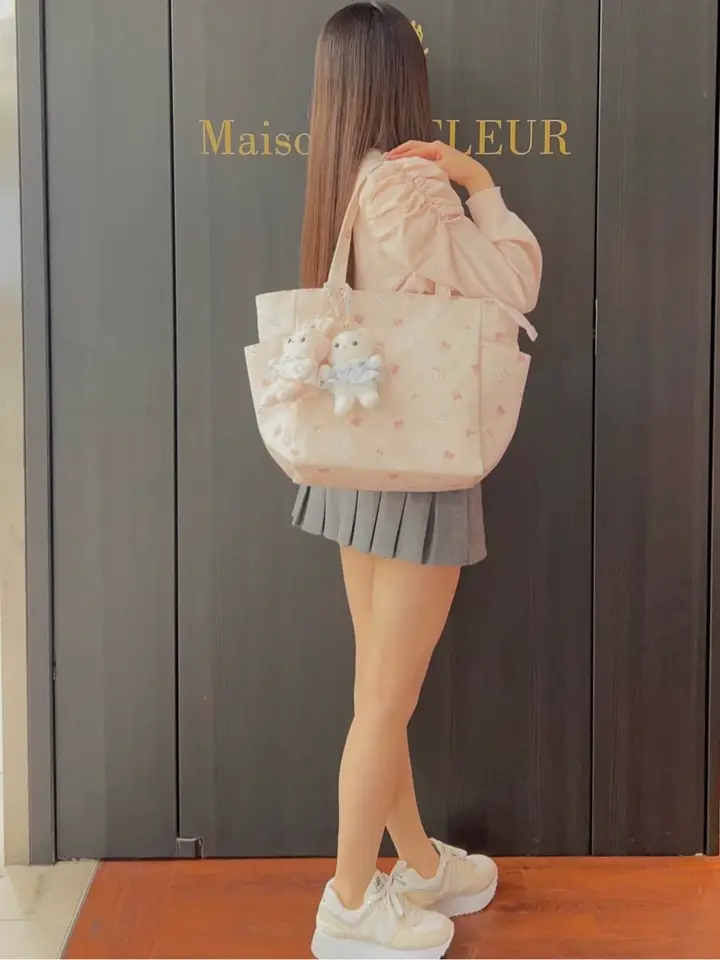クリーミーねこ/うさぎサイドポケットトート/Maison de FLEUR（メゾン