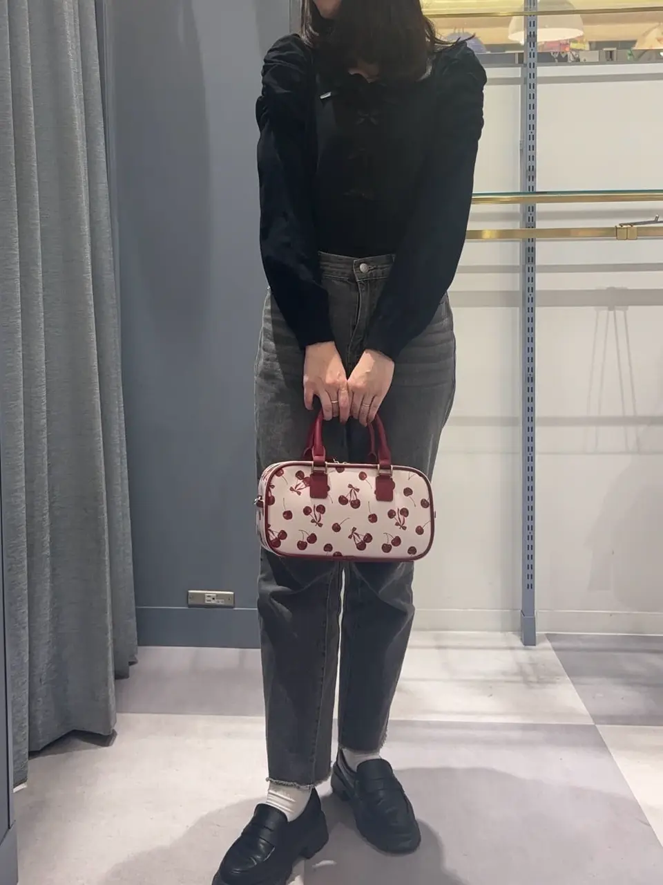 チェリー柄ボストンバッグ/Maison de FLEUR（メゾン ド フルール）の