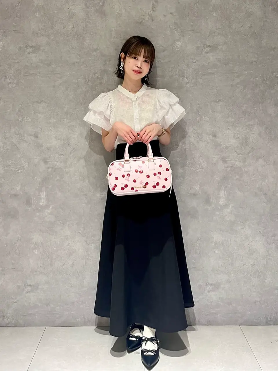 チェリー柄ボストンバッグ/Maison de FLEUR（メゾン ド フルール）の