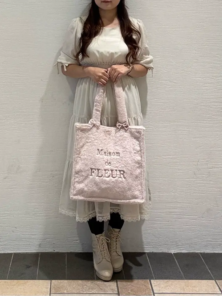ピンクマニアグログランリボンパールクリップ/Maison de FLEUR（メゾン
