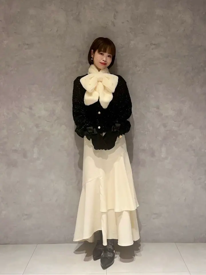 パールリボン付きファーティペット/Maison de FLEUR（メゾン ド