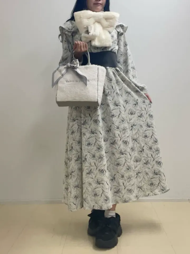 パールリボン付きファーティペット/Maison de FLEUR（メゾン ド