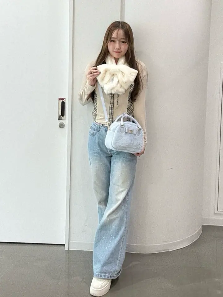 パールリボン付きファーティペット/Maison de FLEUR（メゾン ド