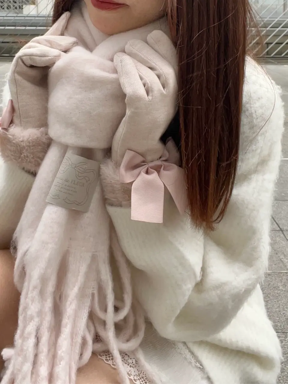 ビッグリボンファーグローブ/Maison de FLEUR（メゾン ド フルール）の