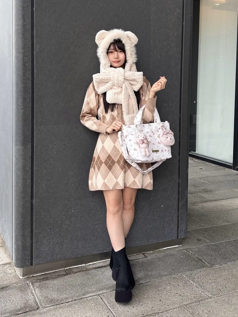 ベア総柄2Wayトートバッグ/Maison de FLEUR（メゾン ド フルール）の