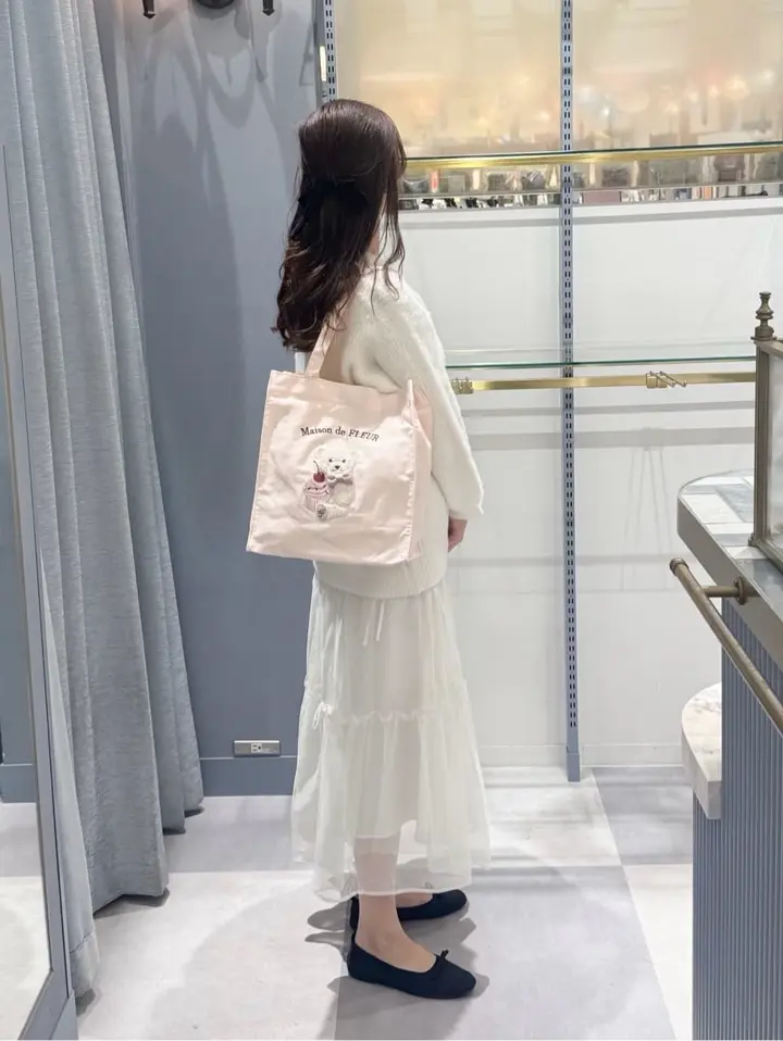 ベア刺繍スクエアトートバッグ/Maison de FLEUR（メゾン ド フルール