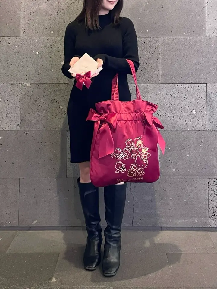 ハローキティ ダブルリボントートバッグ/Maison de FLEUR（メゾン ド