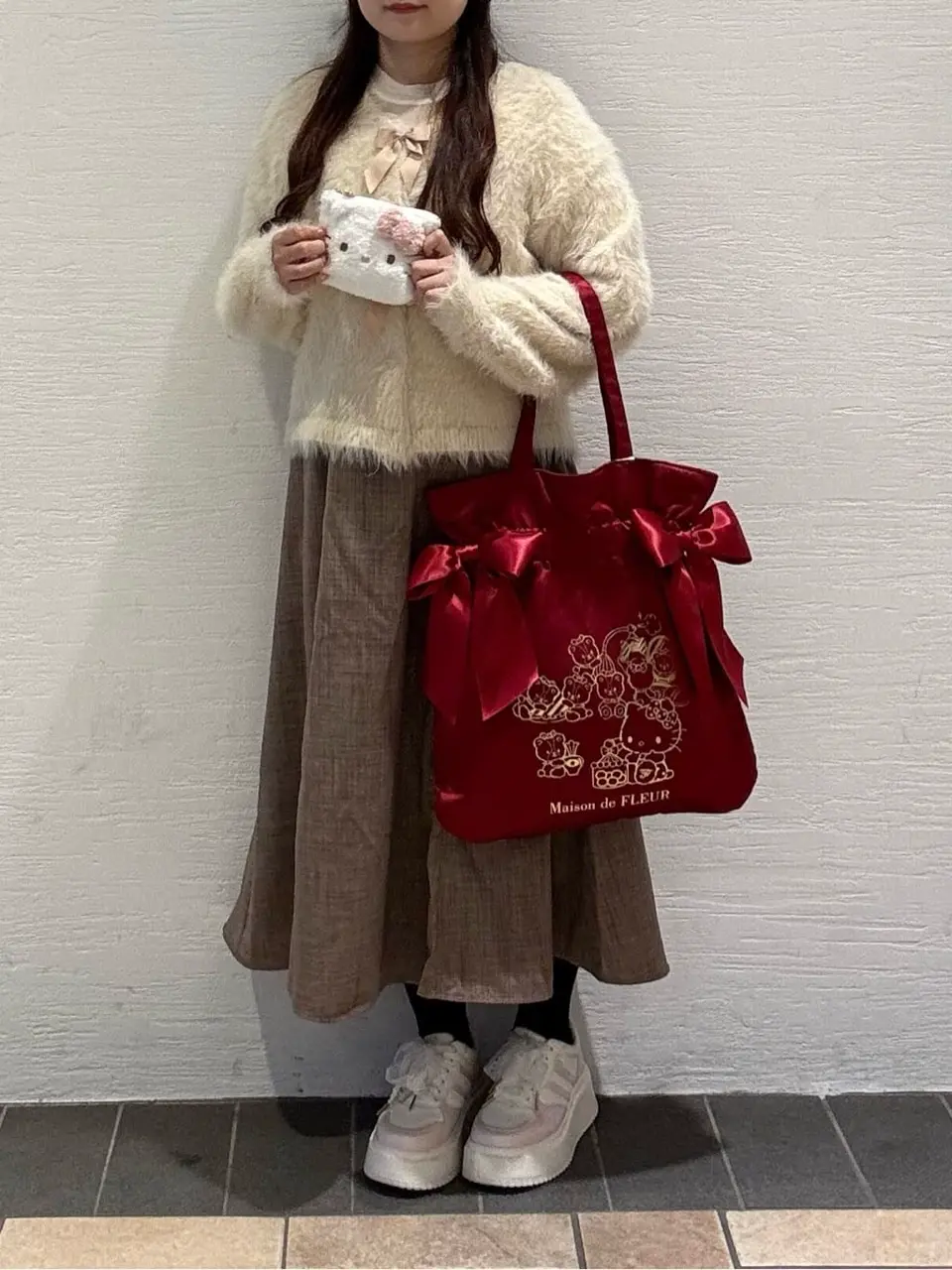 ハローキティ ダブルリボントートバッグ/Maison de FLEUR（メゾン ド