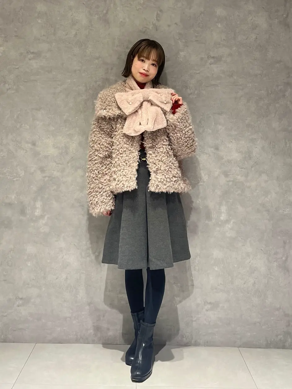 パールリボン付きファーティペット/Maison de FLEUR（メゾン ド