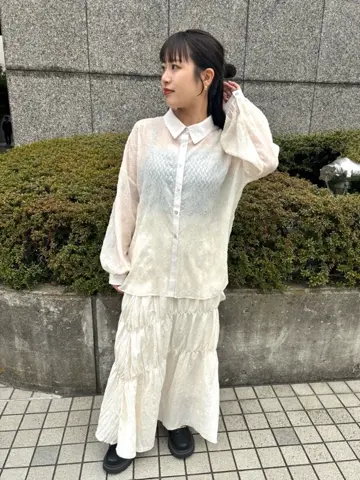 アンティーク ビンテージ 80s 花柄 レース シースルーシャツ