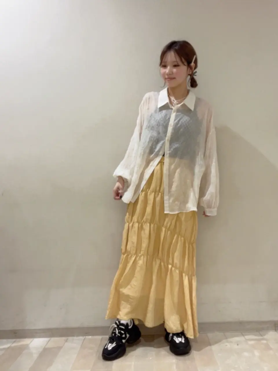 アンティーク ビンテージ 80s 花柄 レース シースルーシャツ