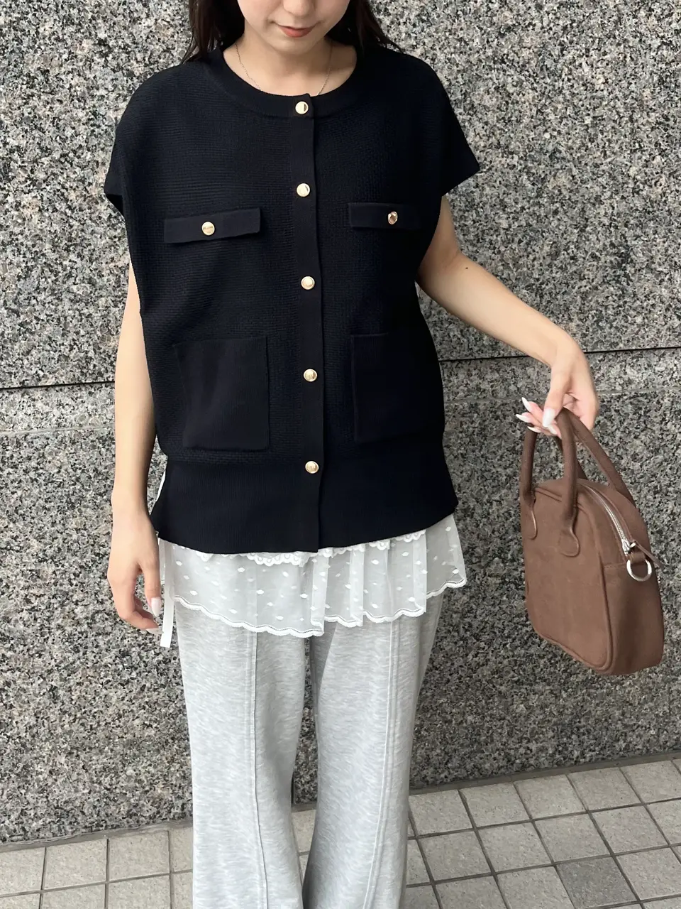 【美品】ESTNATION　着れば高見え！コーデの幅広がる心踊るベスト　可愛い 肩開きリボンテレコCT|ems excite | RETRO GIRL ONLINE STORE