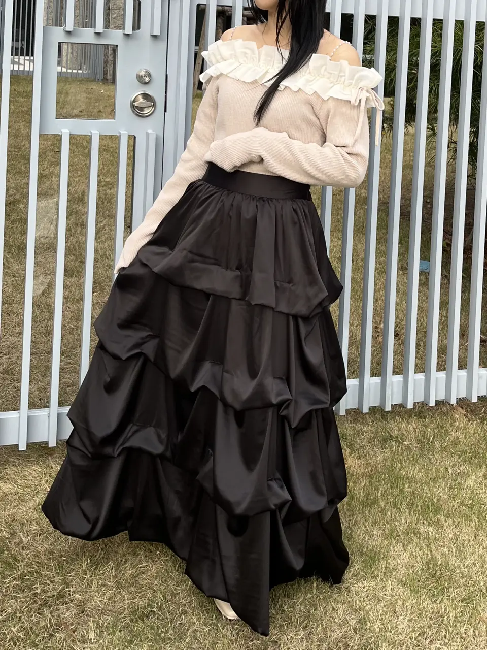 スカート m&e ELFRANK スカート ヨーク切り替えロングタックスカート : ZOZOTOWN