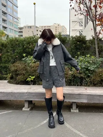 Fフアー襟付FレザーBZ|ems excite | RETRO GIRL ONLINE STORE