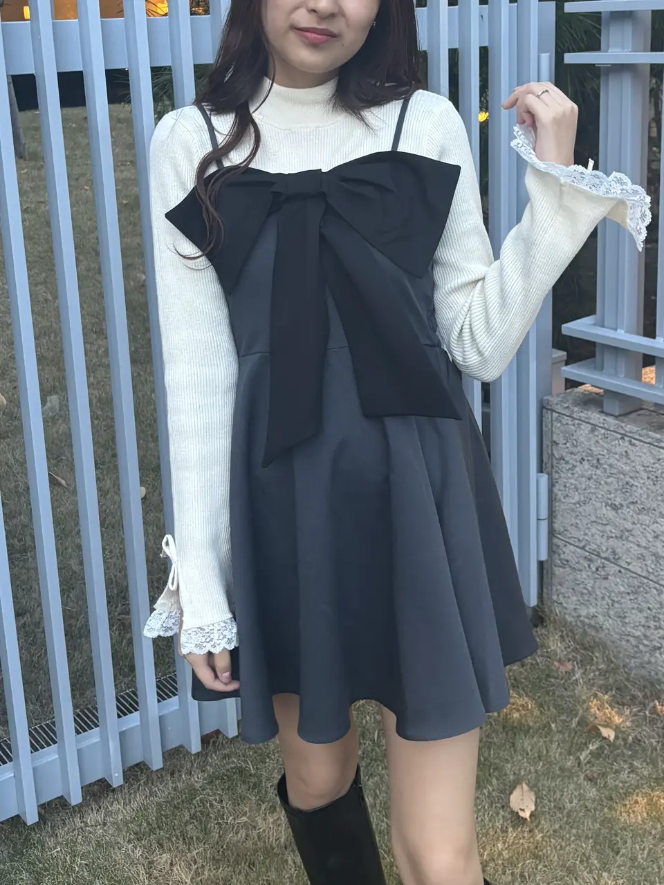 ハンドメイド作家 mifumi コケットキャミワンピース ブラック 12/9/2025のさきみゆの投稿