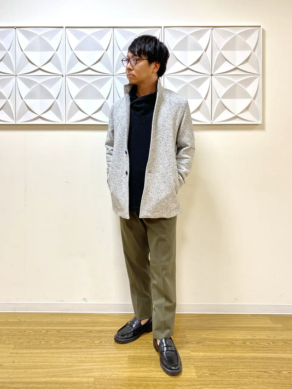 5種の糸が織りなす インレイツイードストレッチスタンドジャケット