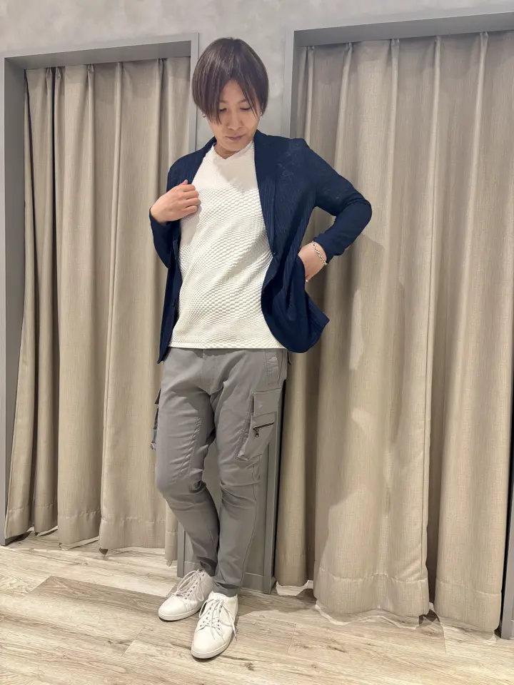 麻ライクストライプカットジャケット