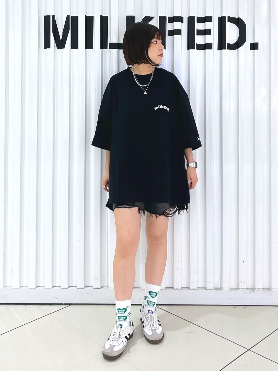 ミルクママ　オーダーファルダ AMBIDEX Store △〇16/2空紡糸ボーダー チェリー刺繍プル