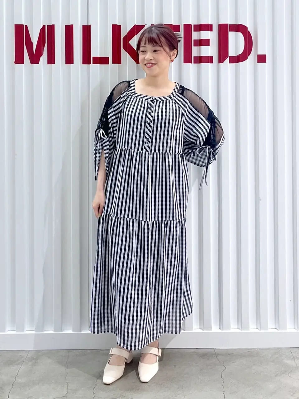 SHOULDER MESH GINGHAM CHECK DRESS MILKFED. – calif（カリフ）公式サイト