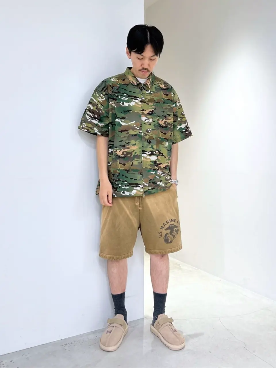 WILDTHINGS/ワイルドシングス/PRINT SLANT S/S SHIRT/WT24035AD
