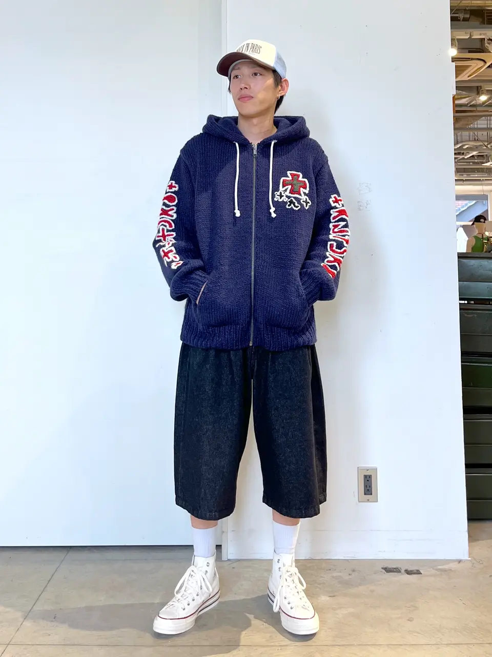 RICE NINE TEN/ライスナインテン/HAND KNITTED SK8 ZIP HOODIE