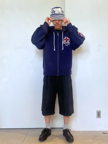 【半額】RICE NINE TEN ハンドニット ジップフーディ ネイビー RICE NINE TEN/ライスナインテン/HAND KNITTED SK8 ZIP HOODIE HKN-SK8