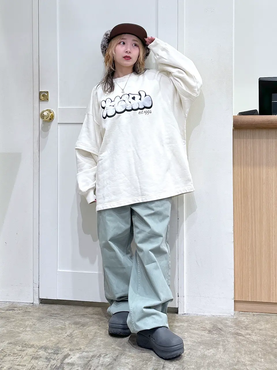 トップス XGIRL PLUMP LOGO LAYERED SWEAT TOP X-girl - PLUMP LOGO LAYERED SWEAT TOP / ブラック | Tempt
