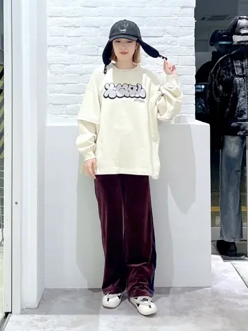 トップス XGIRL PLUMP LOGO LAYERED SWEAT TOP X-girl - PLUMP LOGO LAYERED SWEAT TOP / ブラック | Tempt