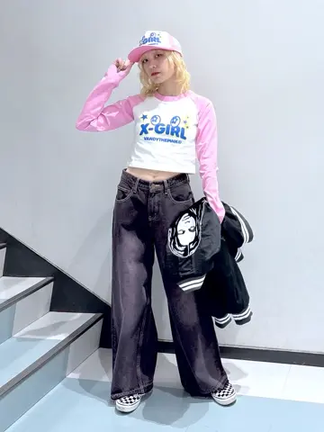 完売確実 大人気 X-girl WHIRLPOOL S/S RAGLAN SLEEVE BABY TEE Amazon | [エックスガール] カジュアル WHIRLPOOL S/S RAGLAN