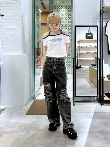 大人気 X-girl FLYING STARS LOGO OFF THE SHOULDER BABY TEE FLYING STARS LOGO OFF THE SHOULDER BABY TEE – calif（カリフ