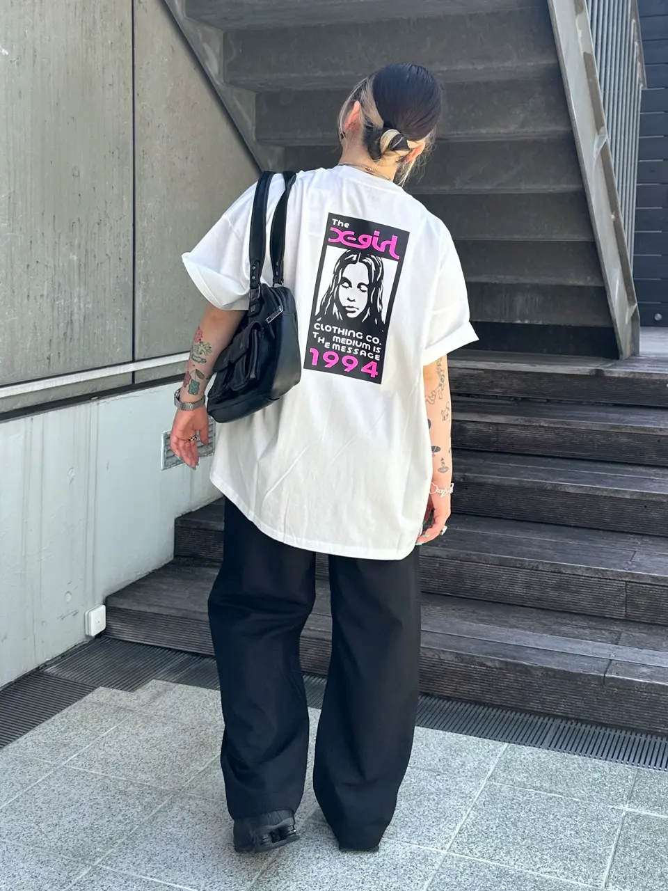 【美品】BORDERSatBALCONYPUFFSLEEVE TEE黒×白36 0-