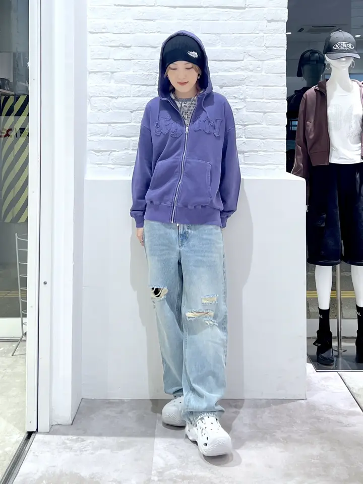 LOGO PATCH PIGMENT DYED ZIP UP SWEAT HOODIE – calif（カリフ