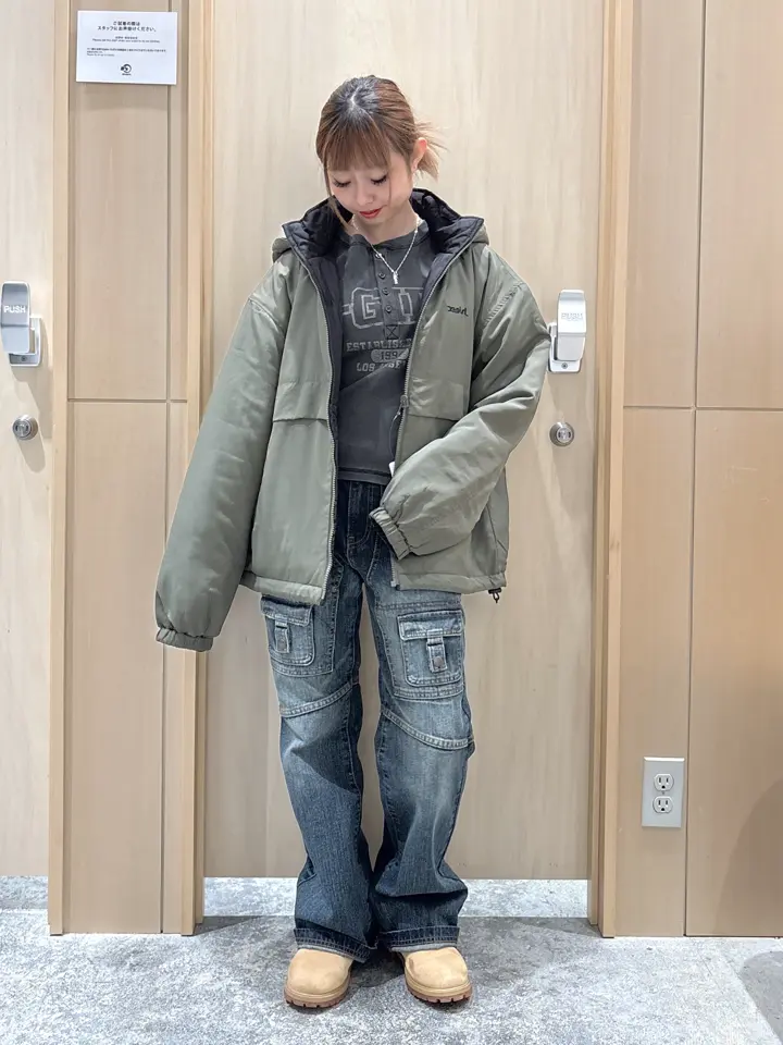 X-girl リバーシブルジャケット М OLIVE エックスガール オリーブ X