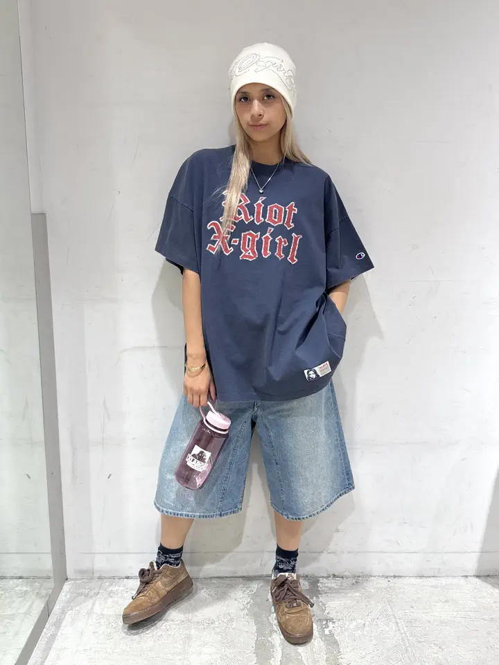Champion for X-girl FADED LOGO S/S BIG TEE DRESS – calif(カリフ Champion for X-girl FADED LOGO S/S BIG TEE DRESS – calif(カリフ