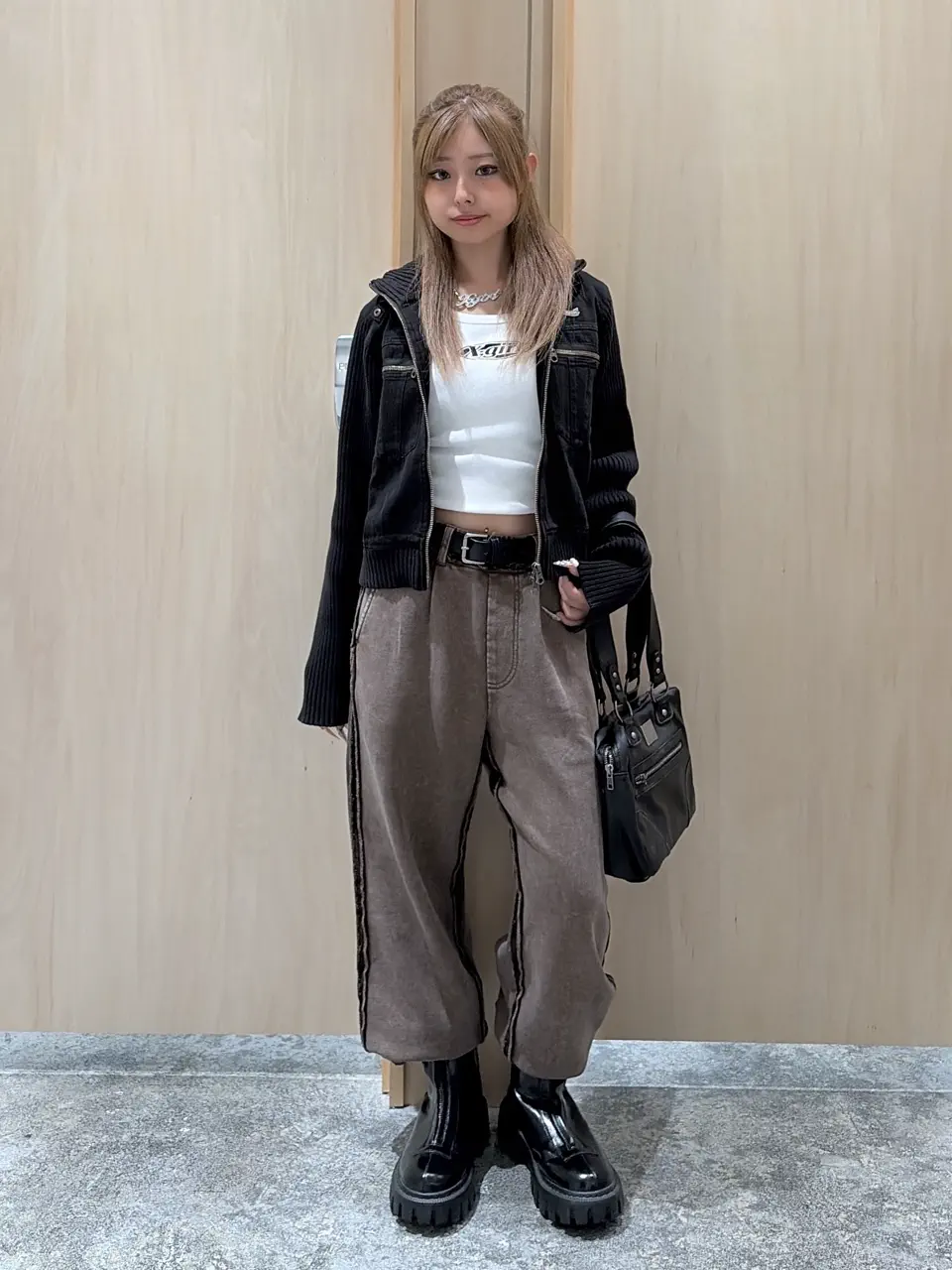 X-girl Faded Ribbed Sleeve Jacket ブラック X-girl Faded Ribbed Sleeve Jacket ブラック X-girl / FADED RIBBED