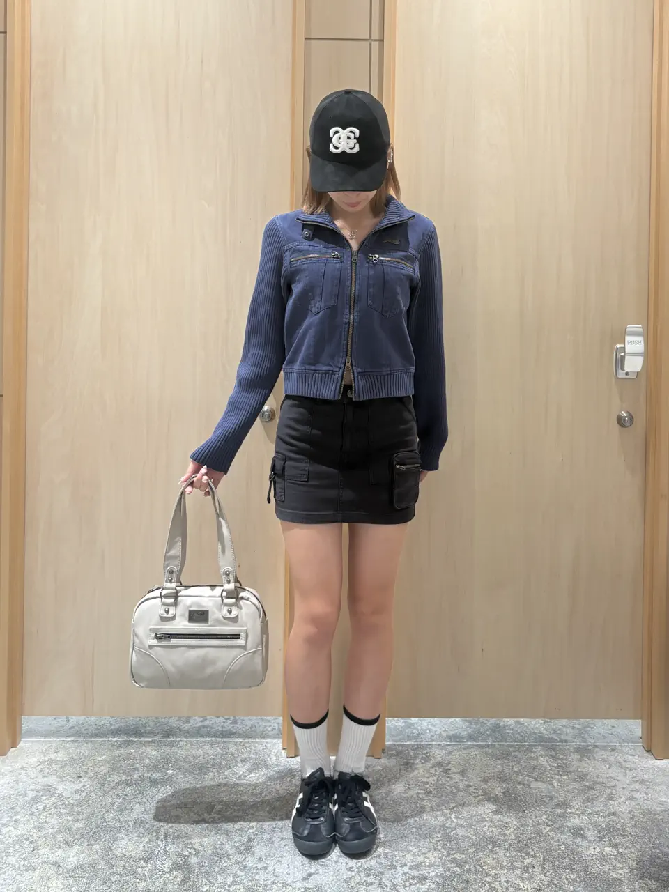 X-girl Faded Ribbed Sleeve Jacket ブラック X-girl / FADED RIBBED