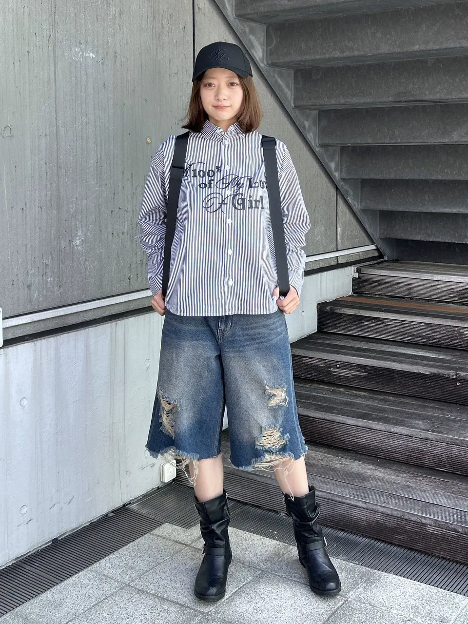 X-girl / EMBLEM POCKET DISTRESSED DENIM SHORTS – calif（カリフ
