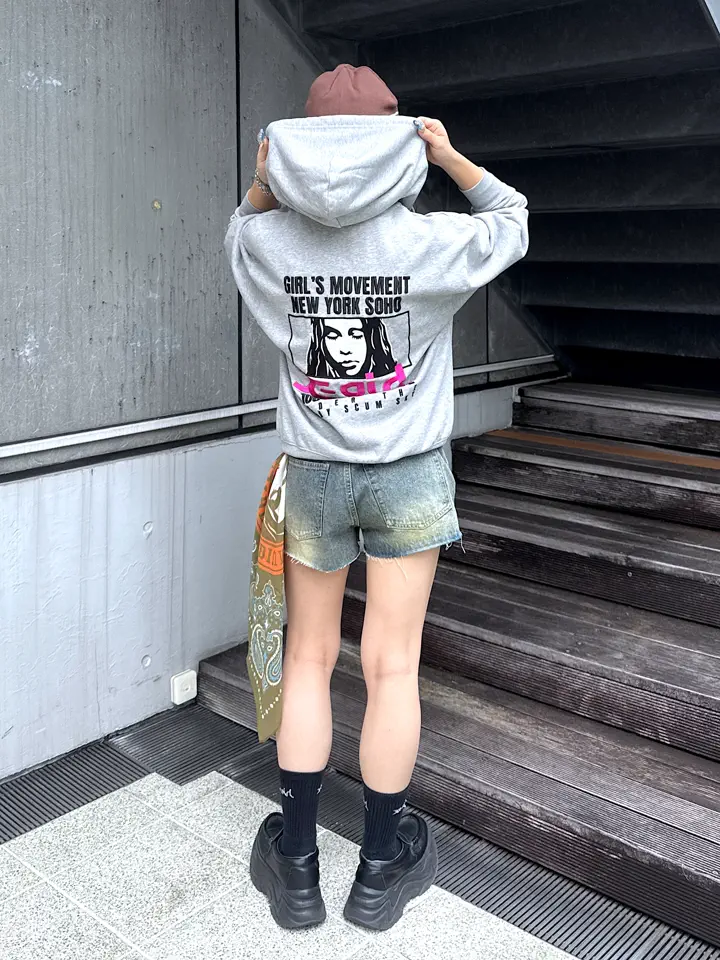 X-girl / FACE BOX AND MESSAGE ZIP UP SWEAT HOODIE – calif（カリフ