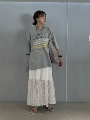tシャツ (GENE HEAVENS)EMBROIDERY PRINT BIG TEE レディース ROSE BUD｜GENE HEAVENS/