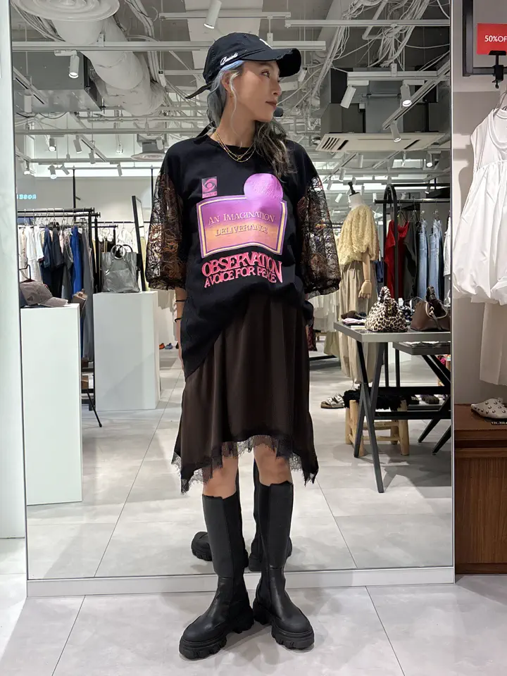 ROSE BUD / OKIRAKU×ROSEBUD/LACE SLEEVE GRAPHIC TOP – calif（カリフ