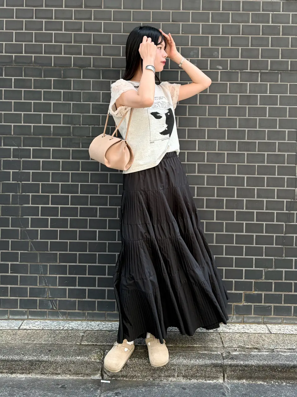 ROSE BUD / OKIRAKU×ROSEBUD/LACE SLEEVE GRAPHIC TOP – calif（カリフ
