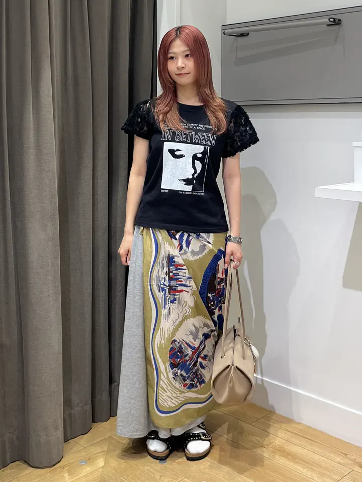ROSE BUD / OKIRAKU×ROSEBUD/LACE SLEEVE GRAPHIC TOP – calif（カリフ