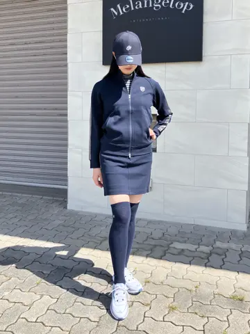 24AW】WOMEN ウォーム先染めボーダー天竺 長袖シャツ ネイビー