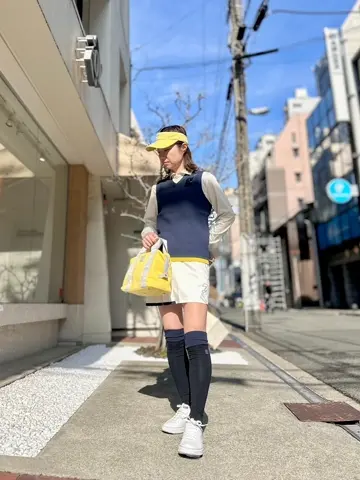 WOMEN 針抜き畦ニットベスト ネイビー
