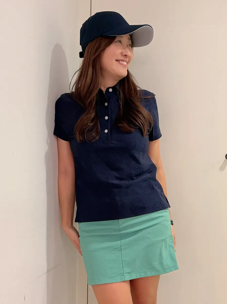Lillian レリアン ネイビー 半袖シャツ Aライン 25SS】WOMEN 3Dベア天竺 半袖シャツ ネイビー 071652024