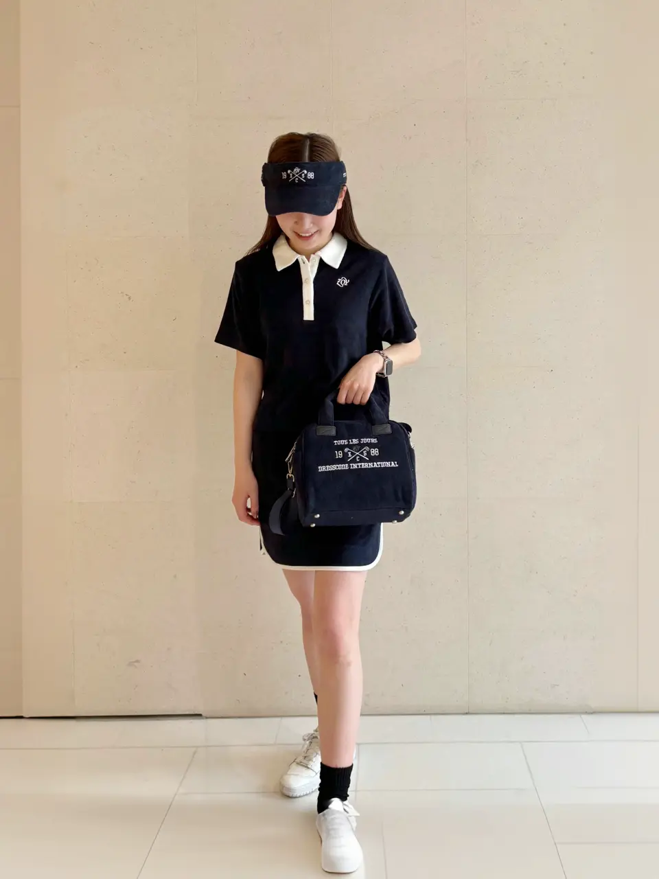 WOMEN メランジオーガニックコットンパイル ZIPフーディー ネイビー