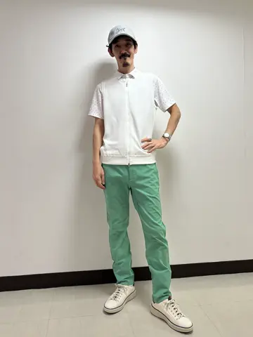 MEN ドットプリント 半袖シャツ ライトグレー